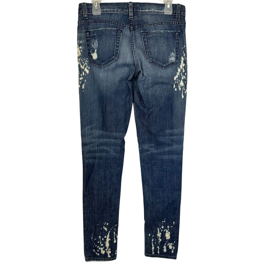 Bebe Destroyed Splatter Patchwork Rhinestone Skin… - image 5